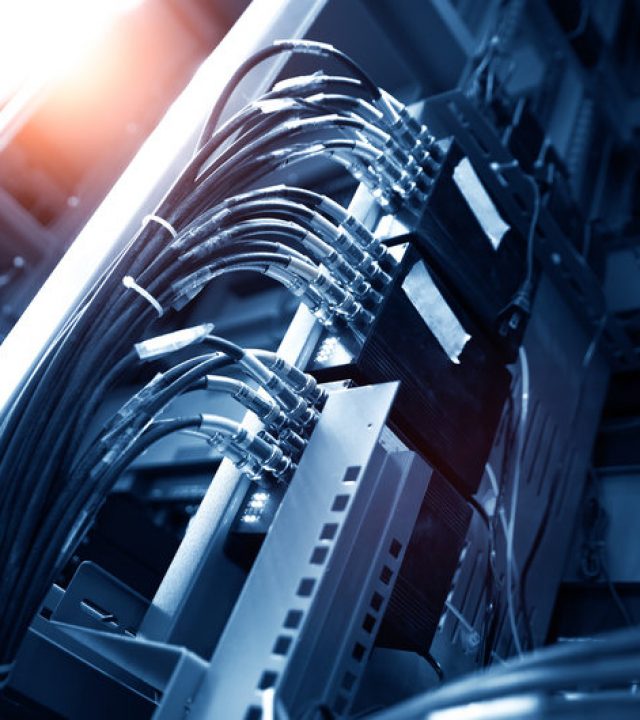 Network panel, switch and cable in data center